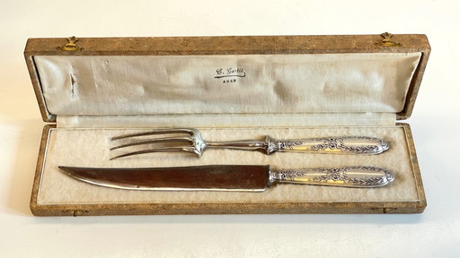 COUVERTS de Service Argent Minerve Casquée PARIS