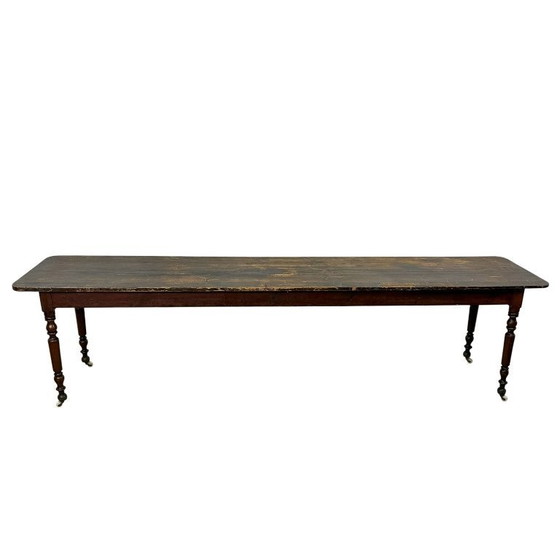 Image 1 of 3-meter long antique serving table – console table on porcelain wheels