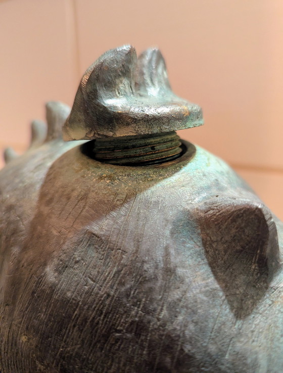 Image 1 of Bronzen olielamp in drakendesign