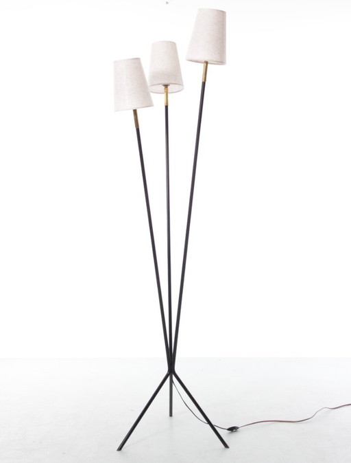 Vintage tripod floor lamp with 3 shades