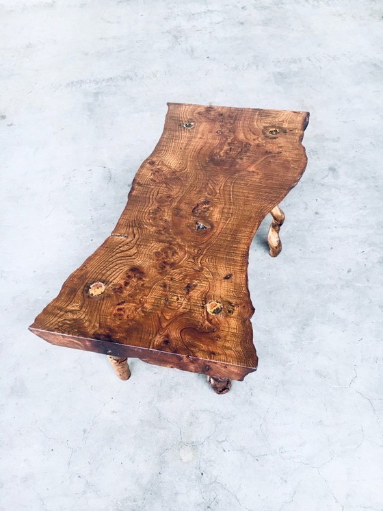 Image 1 of Handgefertigter Beistelltisch aus Eichen- und Traubenholz im Brutalismus-Stil der 1950er