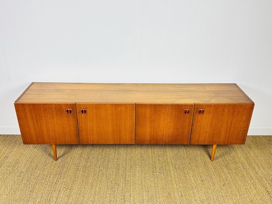 Image 1 of Scandinavian teak sideboard with 4 doors and tapered legs, 1960
