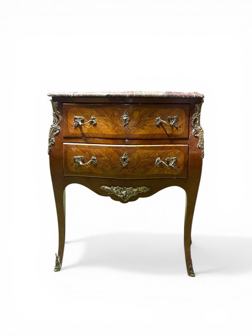 Louis XV Style / 20th Century Curved Commode in Veneered Wood