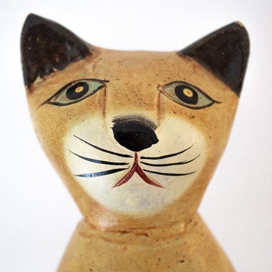 Image 1 of Gato siamés de madera antiguo