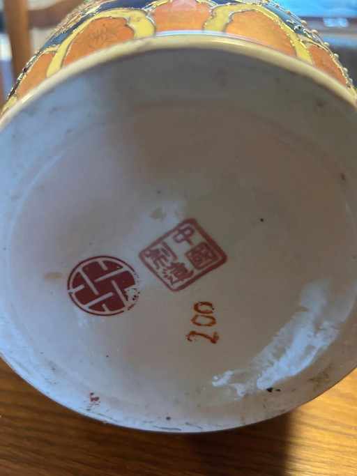 Große, handbemalte chinesische Jingdezhen-Vase – 45 cm – Vogel- und Blumenmotiv