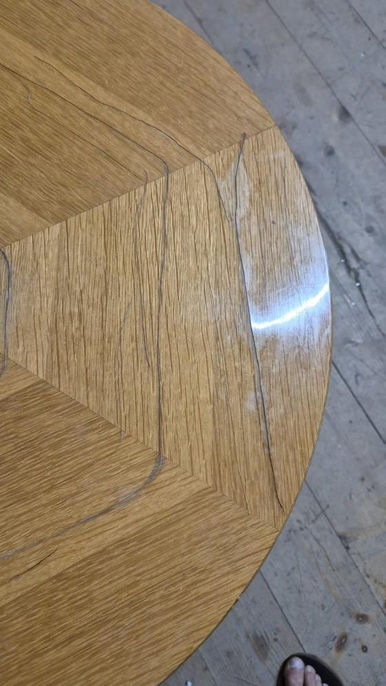 Vintage Round Wooden Coffee Table with Lower Shelf, 20th Century, 52 × 58 cm, Brown (photo 8 of 12)