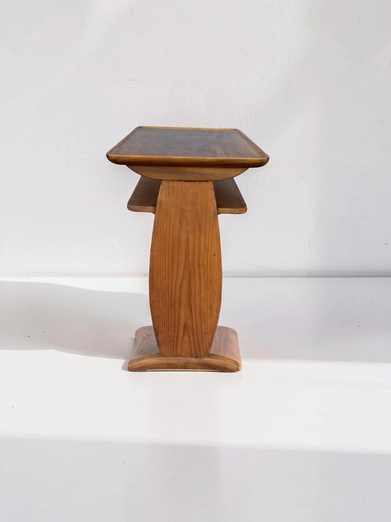 Image 1 of Vintage side table with teak top and magazine rack