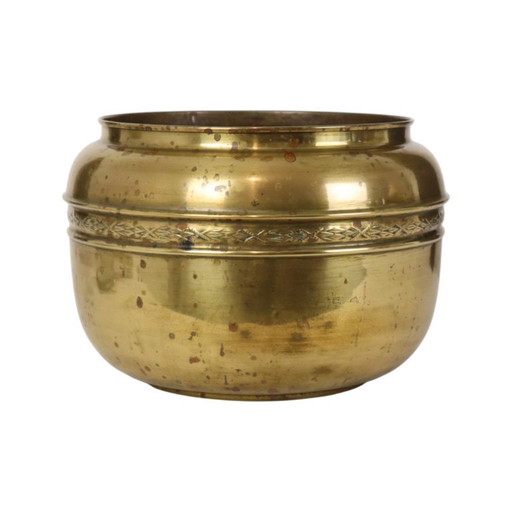 Großer Blumentopf aus Messing, Repoussé Frankreich, 25 cm – plantenbak, Brass (photo 2 of 15)