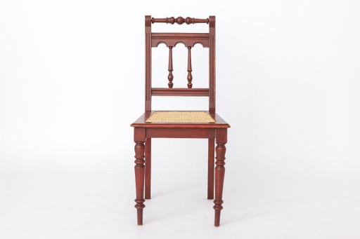 Vintage-Gedrechselstuhl aus Belgien | Holzstuhl aus den 1940er Jahren mit neuer Rattansitzfläche – eetkamerstoelen, Wood