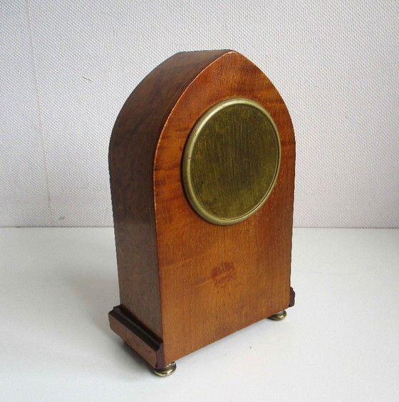 Image 1 of Art Deco burr walnut table clock