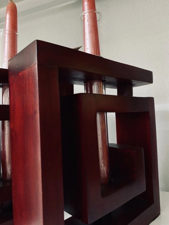 Image 1 of Juego de 2 candelabros modernos de madera