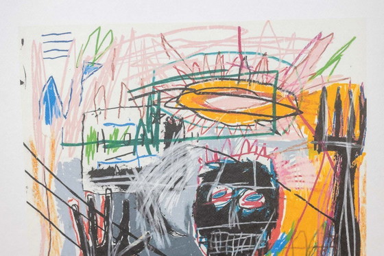 Image 1 of Jean-Michel Basquiat. Genummerde zeefdruk in kleur. Circa 1990.