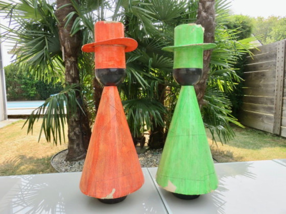 Image 1 of 2 large papier-mâché figures, Mexico, 1960s, signed Ricardo