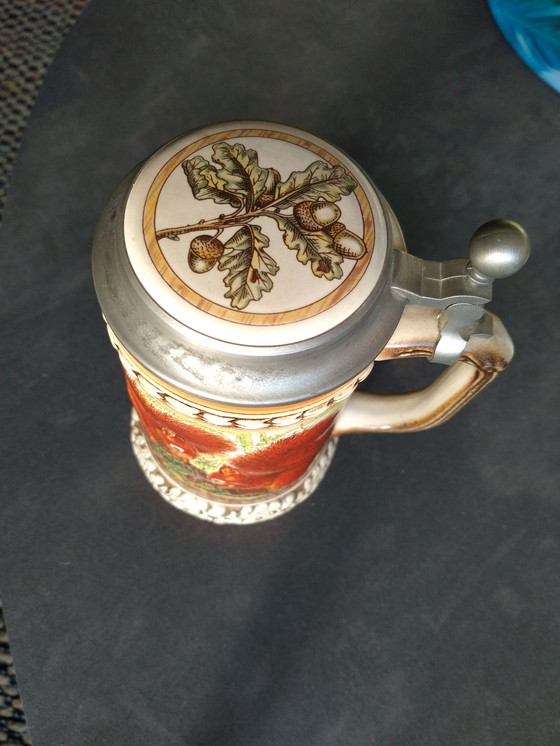 Image 1 of 3 vecchi barattoli di birra originali, due con coperchio originale, l'ultimo è Rüde daheim/RHSpossed Gasse.