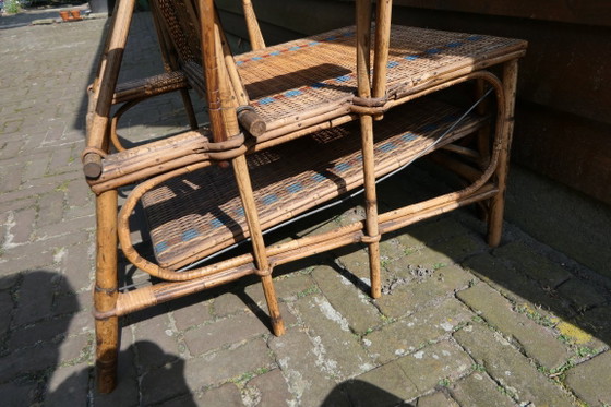 Image 1 of prachtige antieke Franse lounge ligstoel, gemaakt van rotan en bamboe