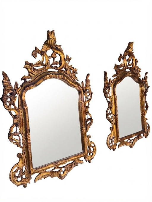 Due specchi Versailles in legno dorato