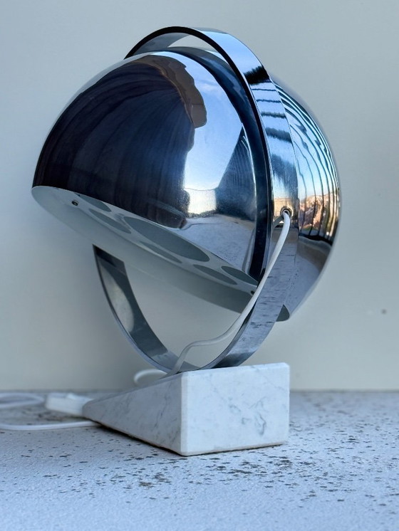 Image 1 of Vintage Space Age table lamp with marble base and swivel chrome metal shade