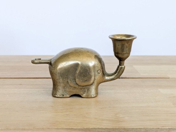 Vintage Haku messing olifant kaarsenhouder beeldje, midden van de 20e eeuw – Kandelaars en kaarsen, Brass (photo 5 of 13)