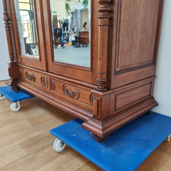 Image 1 of Antieke kledingkast garderobekast spiegelkast demontabel