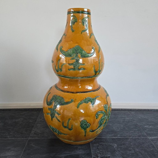 Indrukwekkende Chinese Vaas, Double Gourd Vaas (80 cm) – Chinoiserie Blikvanger