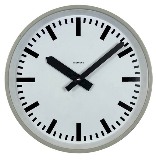 Grey Industrial Factory Wall Clock from Siemens, 1970s