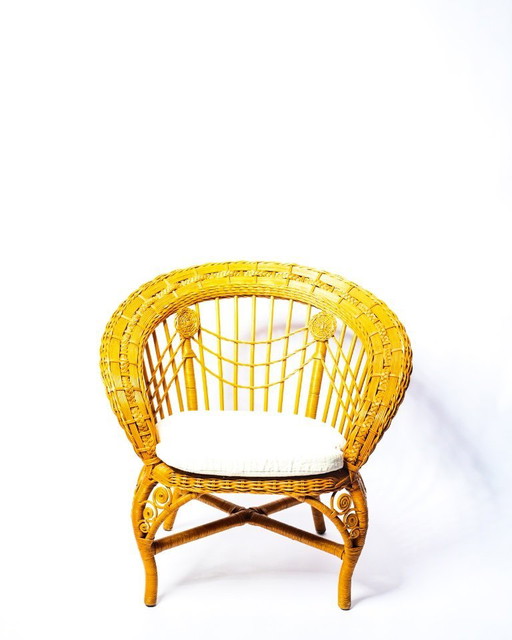 2 x chaise en rotin vintage des années 1950