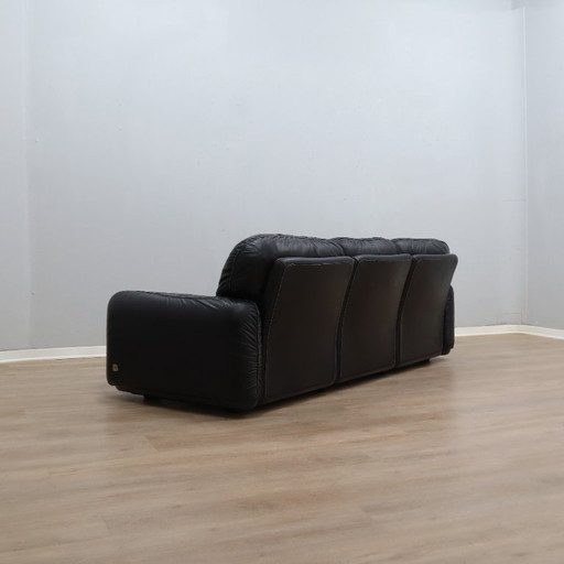 Canapé 3 places en cuir noir Busnelli Piumotto années 1970 – 3 5 zitsbanken, Leather (photo 2 of 12)