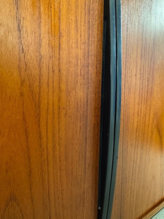 Image 1 of Buffet en teck style années 50, Bräntorps, détails noirs vintage