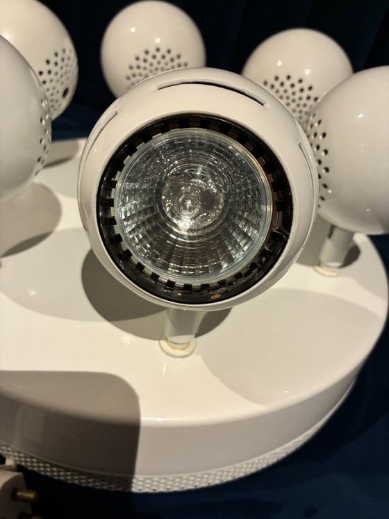 Rare Vintage Örsjö Puck Ceiling Light, 6-light, Åke Hultgren, Örsjö Belysning, Metal, White (photo 13 of 15)