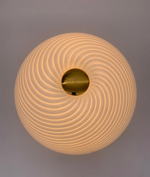 Murano glass ceiling light attributed to F3, restored, made in Italy, vintage