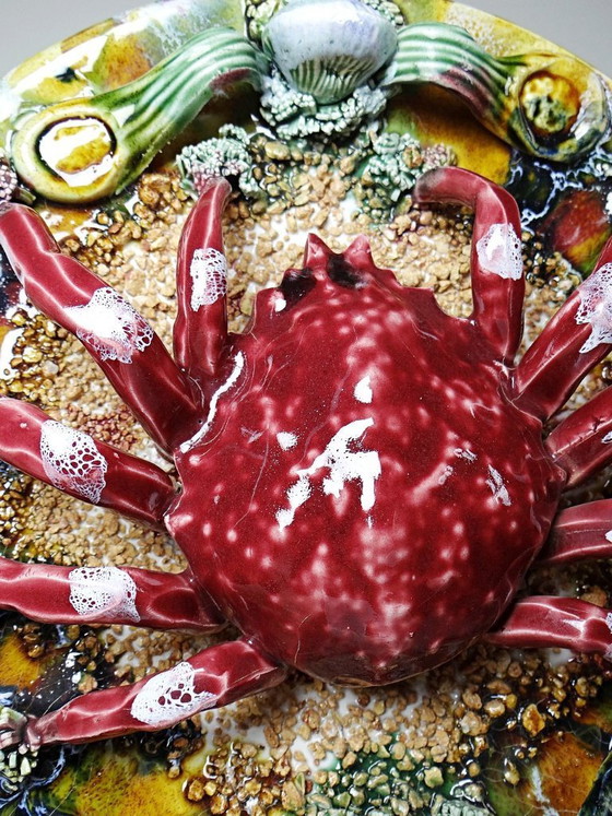 Image 1 of Trompe-l’oeil crab slushie plate Caldas da Rainha Portugal vintage