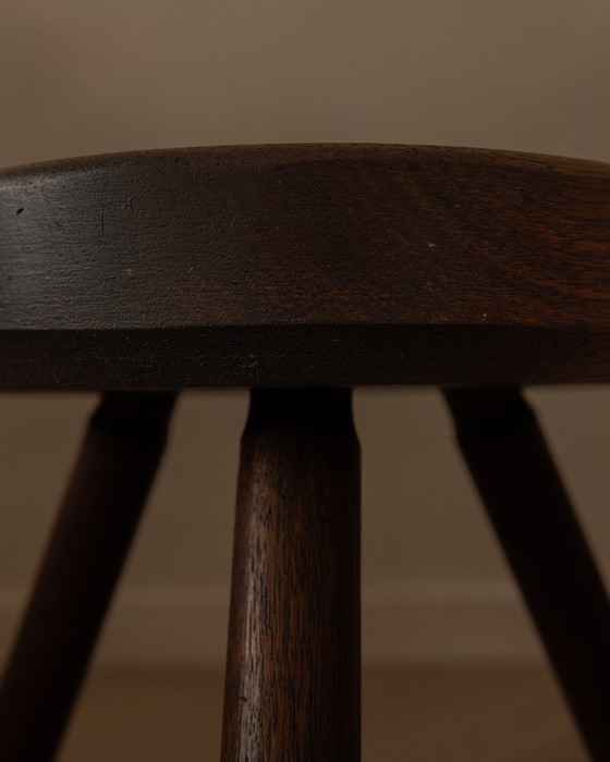Image 1 of Vintage houten tripod kruk / stool van massief hout