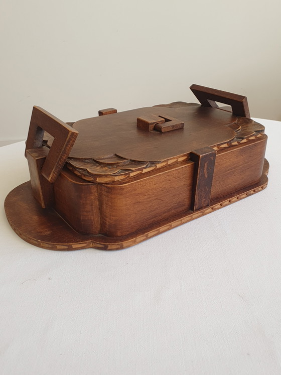 Oude Houten Doos Art Deco / Franse Volkskunst Rond 1920 – Decoratieve objecten, Wood (photo 4 of 10)
