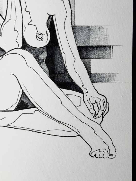 Eugène Eechaut (1928-2019) - Framed Art Work, Ink, 1980s – Paintings & Drawings, Glass, Paper (photo 8 of 15)