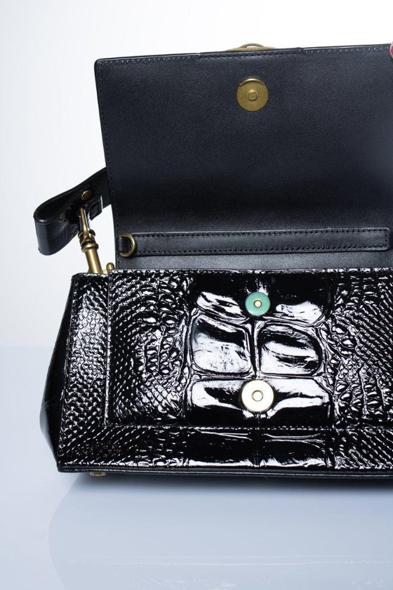 Image 1 of Sac Vivienne Westwood noir noisette à motif crocodile