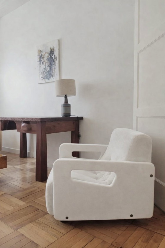 Image 1 of Vintage Space Age “Tortuga” Armchairs by Beka Italia – 1970s – Restoration Project + Luxury Velvet Fabric Included