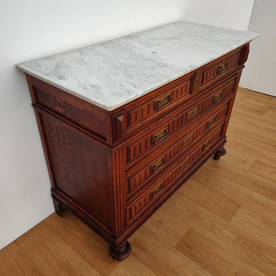 Image 1 of Vintage antique dresser chest of drawers bathroom furniture with marble top