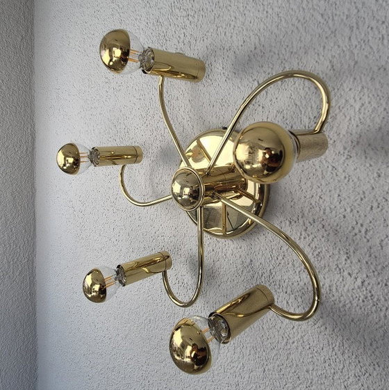 Honsel 5-Light Brass Ceiling Lamp E14 Modern Vintage Chandelier, Tested, Ceiling lights, Metal, Gold (photo 2 of 11)