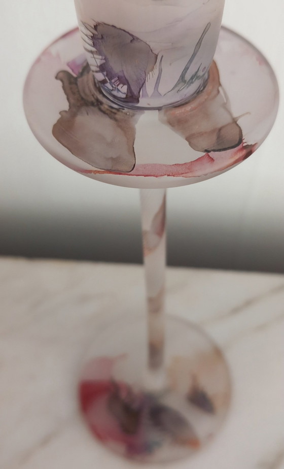 Image 1 of Pair of large vintage flute candlesticks (circa 1985-1990) from the famous art crystal factory Pădurea Neagră