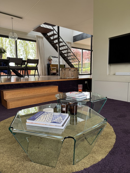 FIAM Italia glazen salontafels - set van 2 (zeshoekig design)