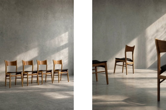 Image 1 of Vintage Mid-Century Scandinavian Modern Dining Chairs in Beech and Teak, 1960s, Set of 4