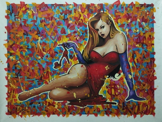 Alberto Ricardo - Jessica Rabbit - Artist's painting – Paintings & Drawings, Canvas (photo 4 of 15)