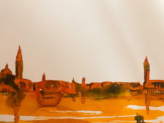 Cuadro Firmado: Paisaje Italiano al Amanecer 'Amanecer sobre Venecia' – Arte, Paper (photo 7 of 11)