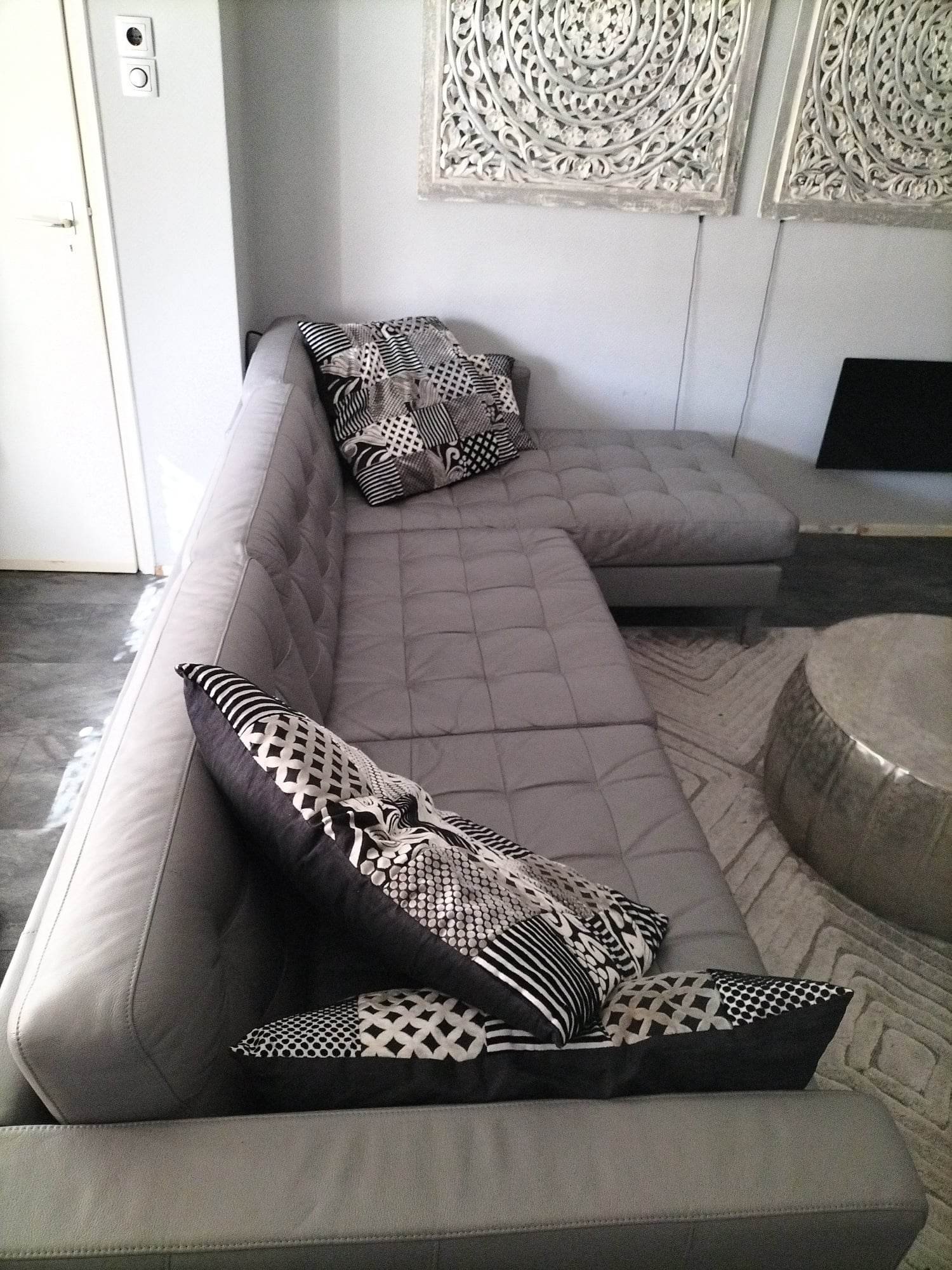 Ikea Landskrona 4-Seater Sofa With Chaise Longue And Grain Leather