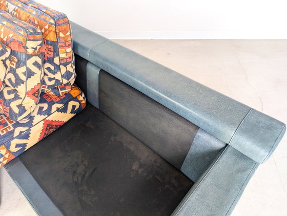 Image 1 of Sofá original de Giorgio Soressi, diseño de 1990, otomana de cuero