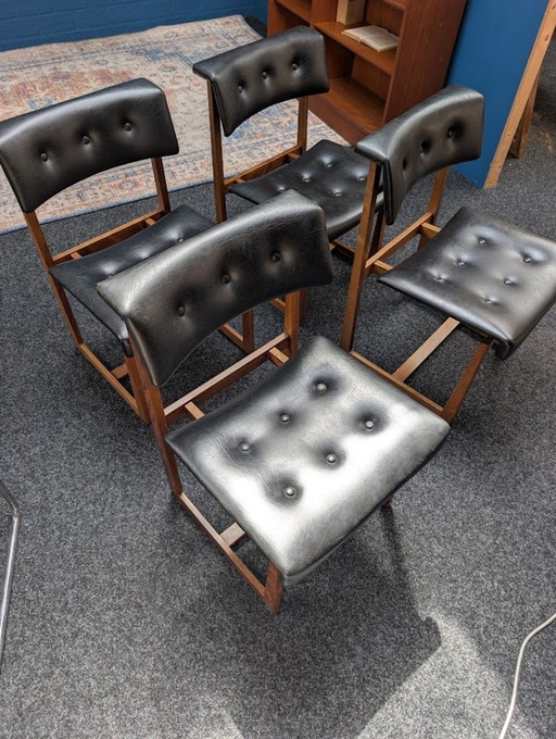 4x sedie in palissandro, Henning Sørensen per Danex, anni '60 – eetkamerstoelen, Leather, Wood