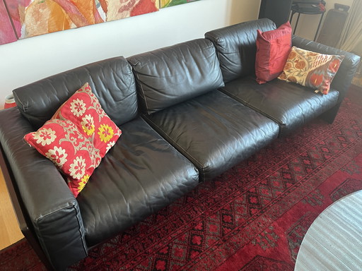 3-Seat Bastiano Sofa in Zwart Leer, Scarpa voor Knoll, Italia