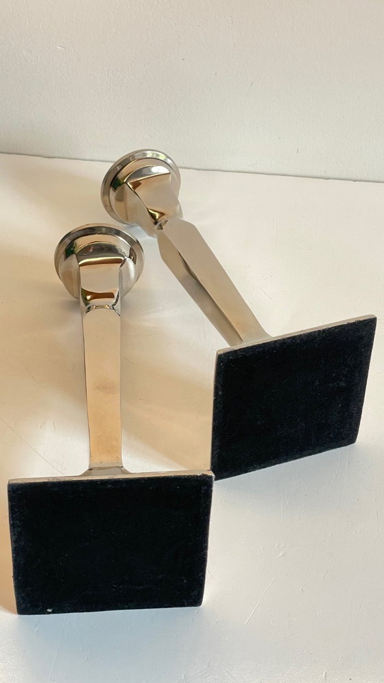 Image 1 of Coppia di candelieri vintage in fusione di alluminio cromato