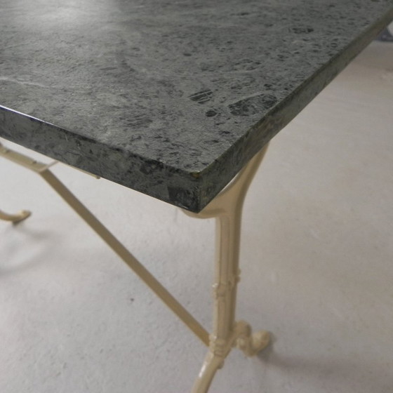 Image 1 of Gartentisch, Bistrotisch mit Marmorplatte, 1950er Jahre