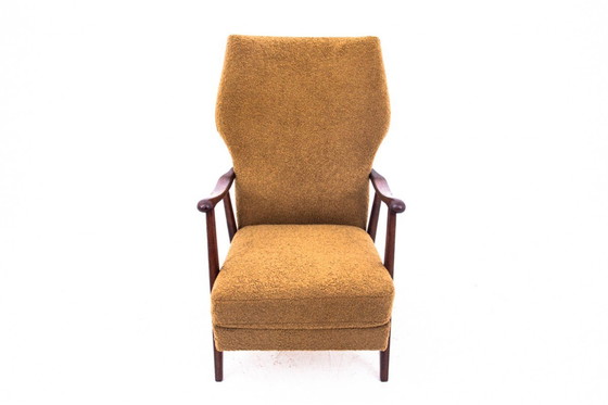 Image 1 of Yellow vintage armchair in bouclé fabric, Denmark, 1960s.